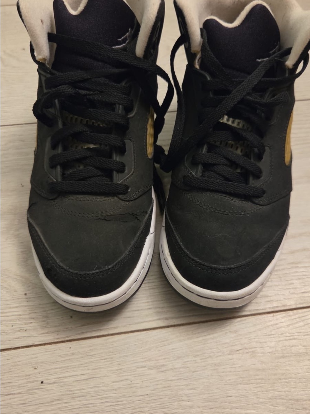 Jordan Kids Black and Gold High-Top Sneakers